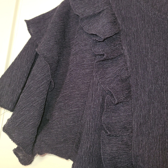 Express Navy Ruffle Blouse - Picture 3 of 8